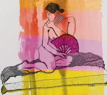 Bobby Graham_Behind the Fan_2026_Pen and ink with digital colour_A3