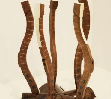 Martin Rowney, Dance Class 3, 2026, 45cm x 30cm diam, Mixed media - piano keys